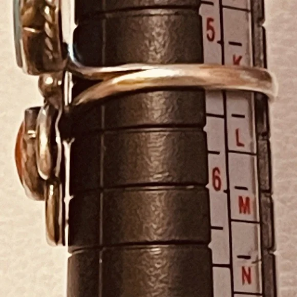 VTG Native American Navajo Sterling Silver Turquoise Coral Ring Sz 5.25 - Picture 6 of 6